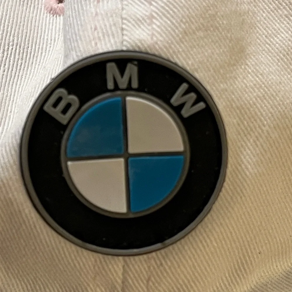 BMW Youth Cap in White with Pink Trim & BMW Insignia